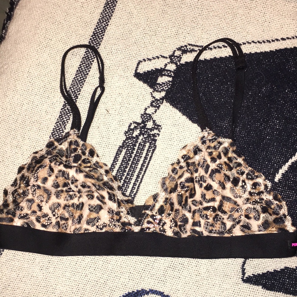 SOLD PINK M Bralette Cheetah Print
